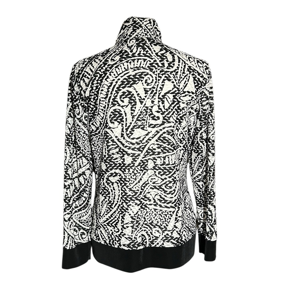 CHICO'S Jacket sz 1 (8/10) Black White Abstract Print Pockets Sporty Lightweight - Picture 3 of 9